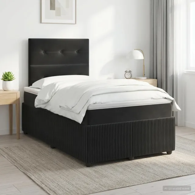 vidaXL Boxspringbed met matras Zwart 120 x 190 cm Fluweel