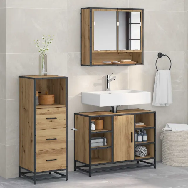vidaXL Badkamermeubelset 3 st Artisan Eiken 80 x 33 x 60 cm Bruin