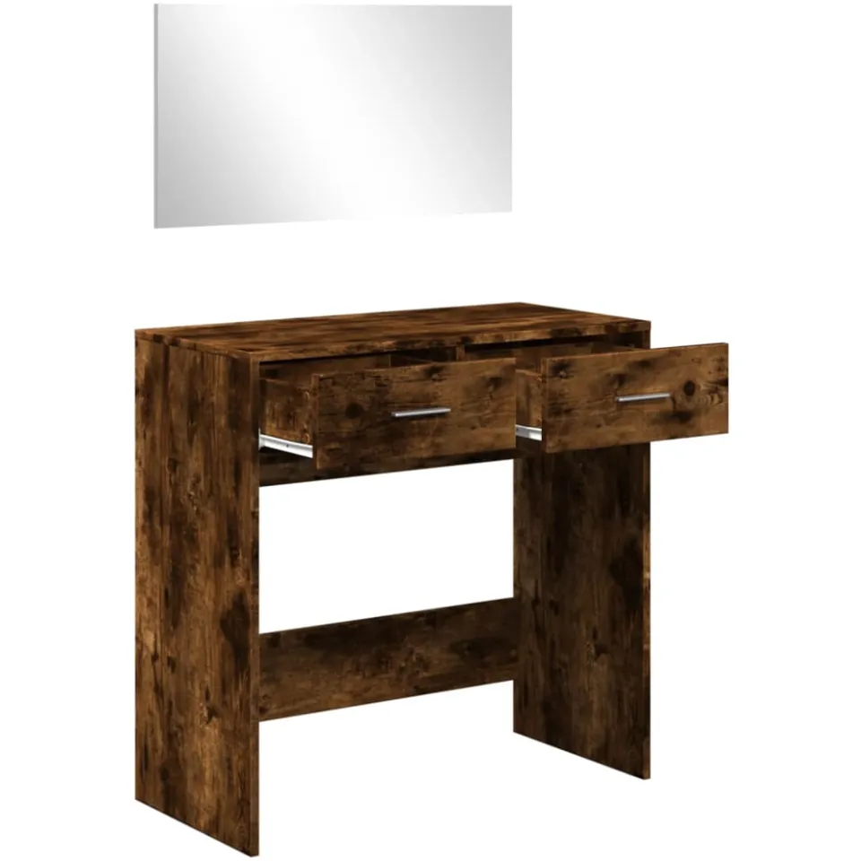 vidaXL Kaptafel met spiegel 80x39x80 cm gerookt eikenkleurig, foto 4