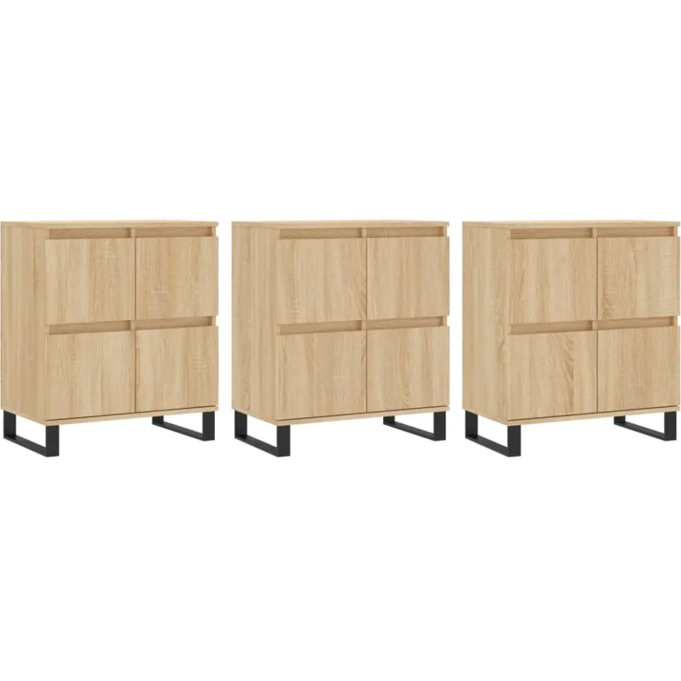 vidaXL Dressoirs 3 st bewerkt hout sonoma eiken, foto 3