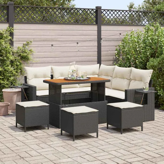 vidaXL Tuin Sofa Set 9 st Zwart poly rattan, foto 2