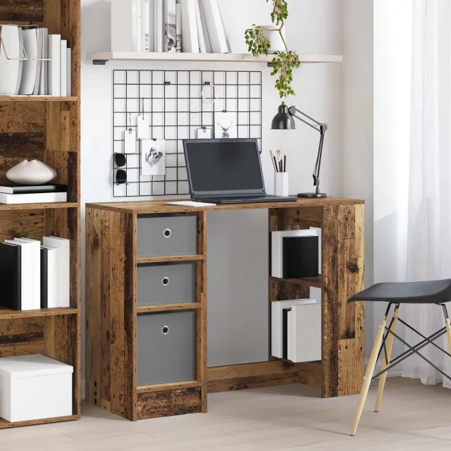 vidaXL Bureau Oudhout 100 x 40 x 75 cm Bewerkt hout bruin, foto 2