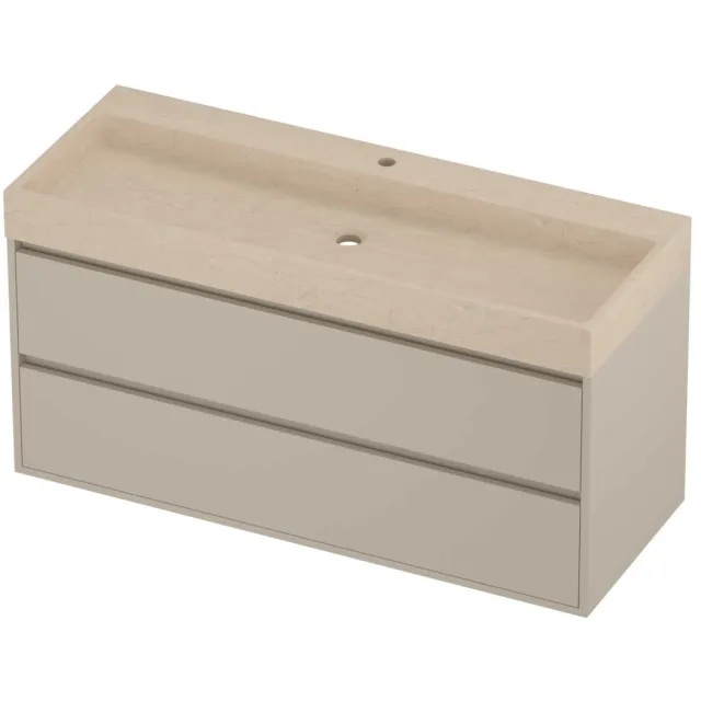 Proline Evoli Badmeubelset Hardsteen Loft 1 Kraangat Greeploos 120x46x62 cm Sand Stone Soft Linen Beige