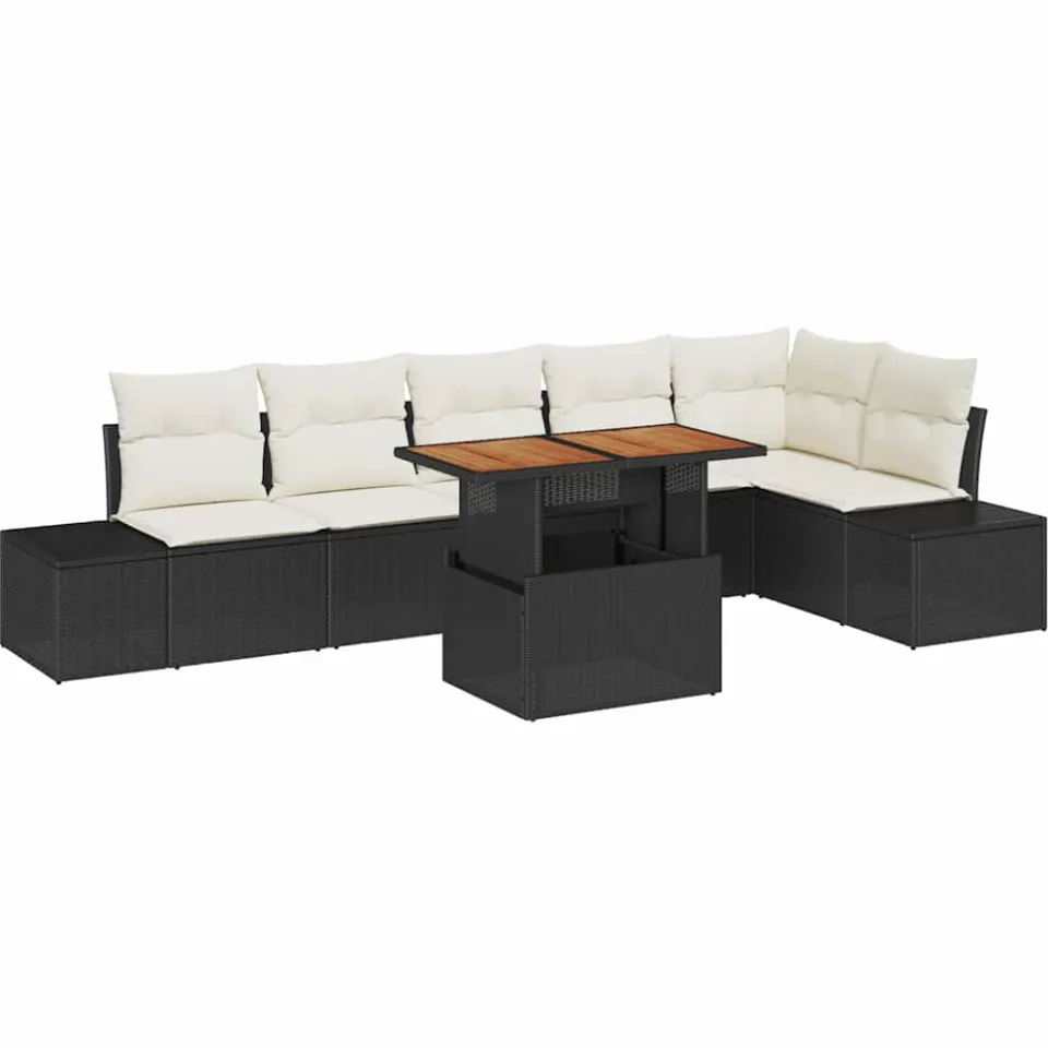vidaXL Tuin Sofa Set 7 st Zwart Poly riet