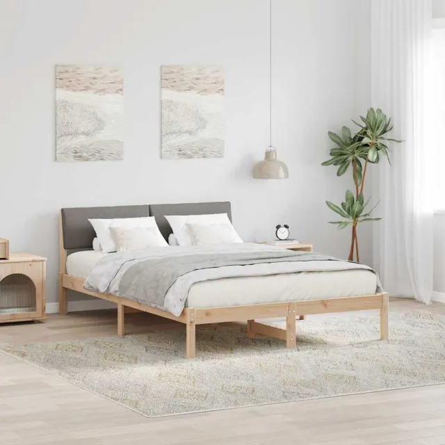 vidaXL Bedframe Bruin en taupe 135 x 190 cm Massief grenenhout