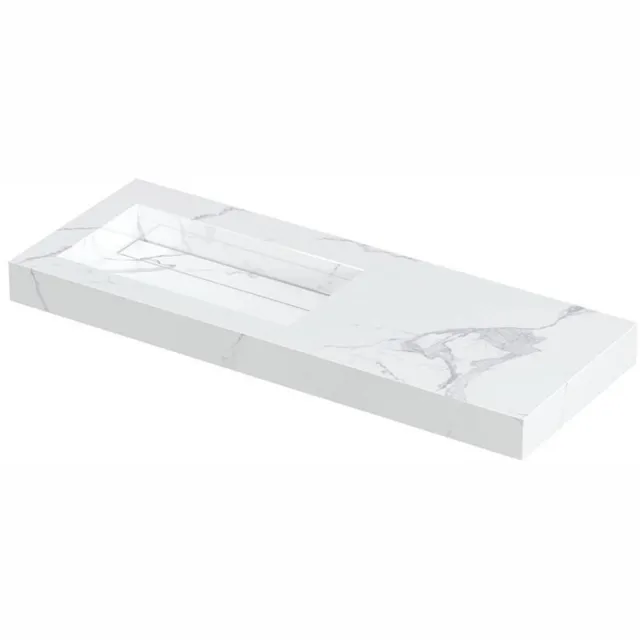 Ink Pitch meubelwastafel links 120x45cm keramische slab - zonder kraangaten - Statuario