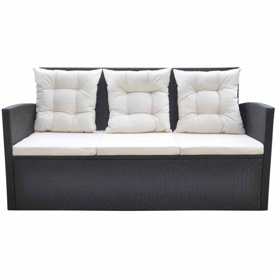 vidaXL 6-delige Tuinset met kussens poly rattan zwart, foto 4