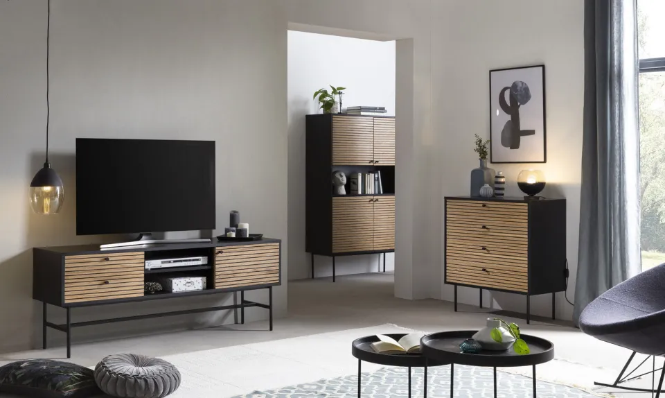 tv-meubel eiken-zwart, foto 3