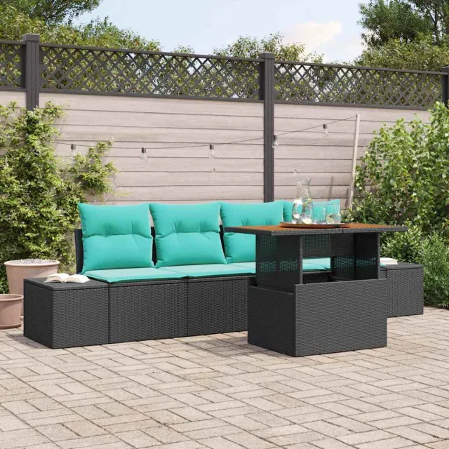 vidaXL Tuin Sofa Set 5 st Zwart Poly riet, foto 2