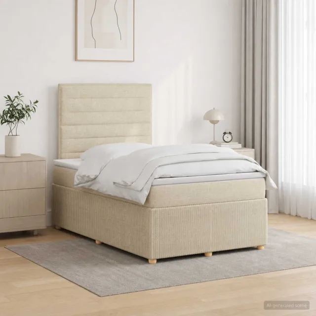vidaXL Boxspringbed met matras Crèmekleurig 120 x 190 cm Stof