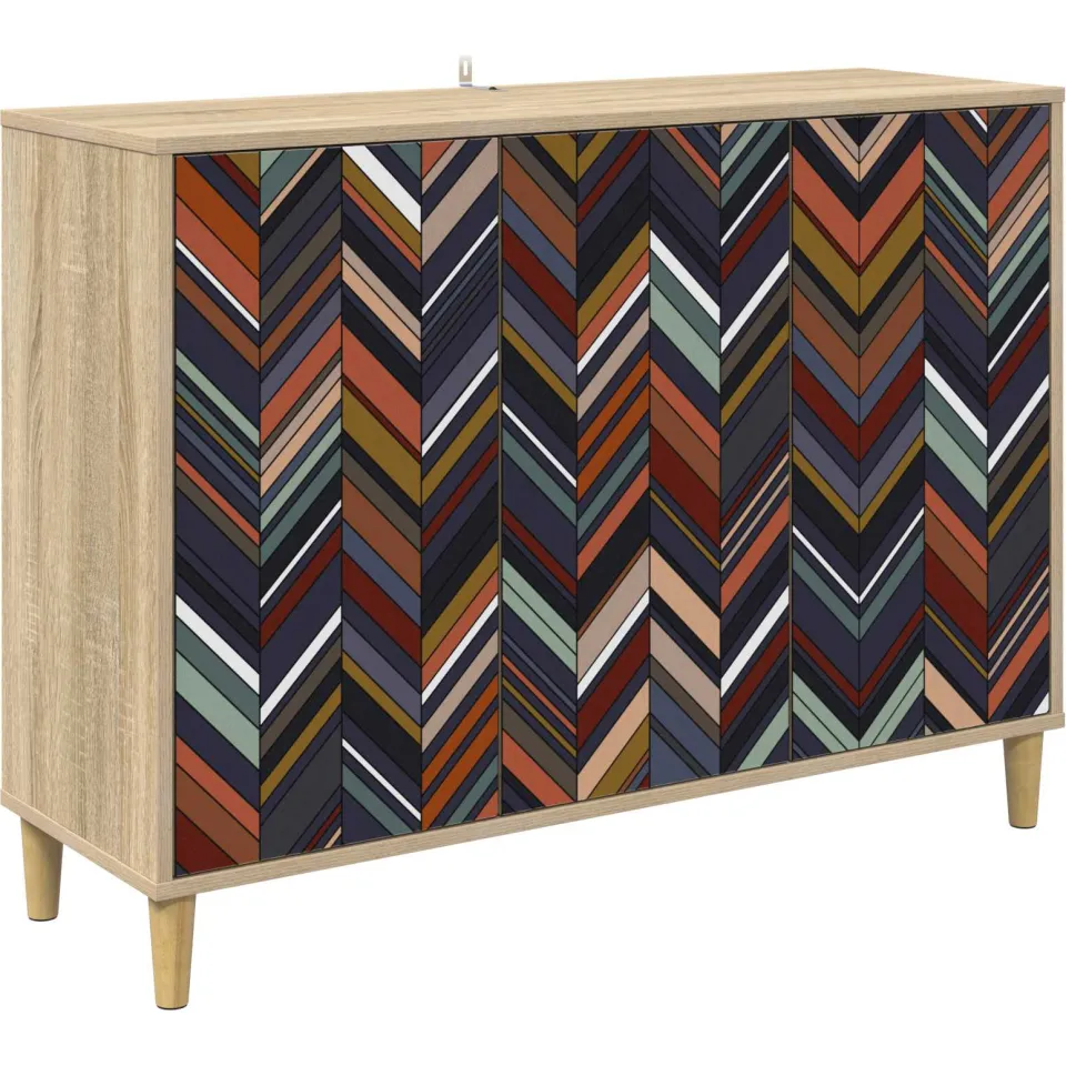vidaXL Dressoir OMMEN Sonoma 102 x 33 x 75 cm Bewerkt hout bruin, foto 3