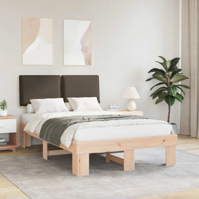 vidaXL Bedframe met Gevoerd Hoofdgedeelte Taupe 120 x 200 cm