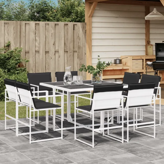 vidaXL 9-delige Tuinset met kussens textileen wit, foto 2