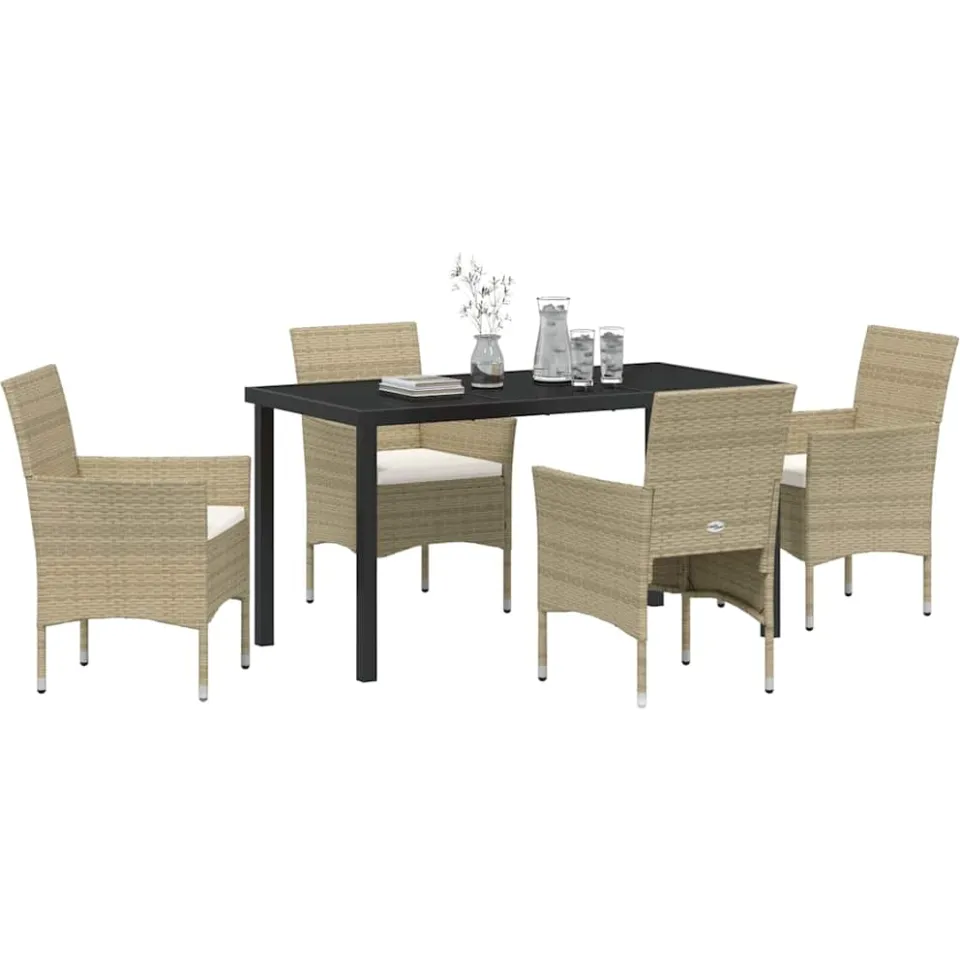 vidaXL Tuin eettafelset 5 st Beige poly rattan