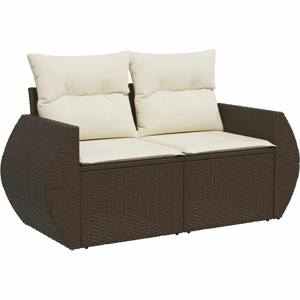 vidaXL 6-delige Loungeset met kussens poly rattan bruin, foto 4