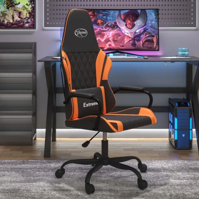 vidaXL Gamestoel - kunstleer - zwart - en - oranje zwart en oranje