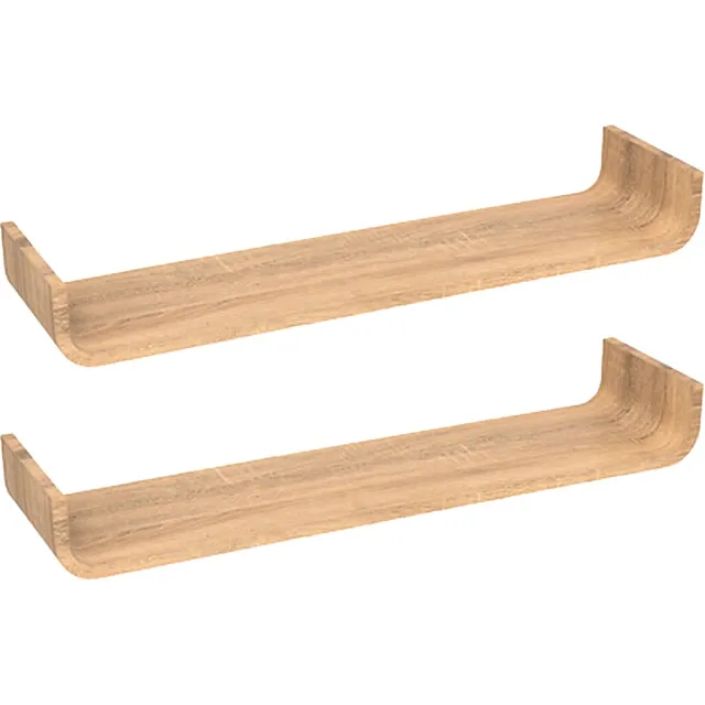 5Five® Five Wandplankje/boekenplankje Fixy - 2x - bruin - lamellen hout look - 80 x 20 x 10 cm