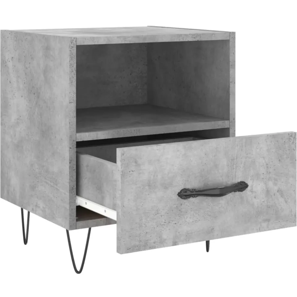 vidaXL Nachtkastjes 2 st 40x35x47,5 cm bewerkt hout betongrijs grijs