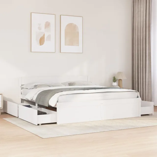 vidaXL Bedframe zonder matras massief grenenhout wit 200x200 cm