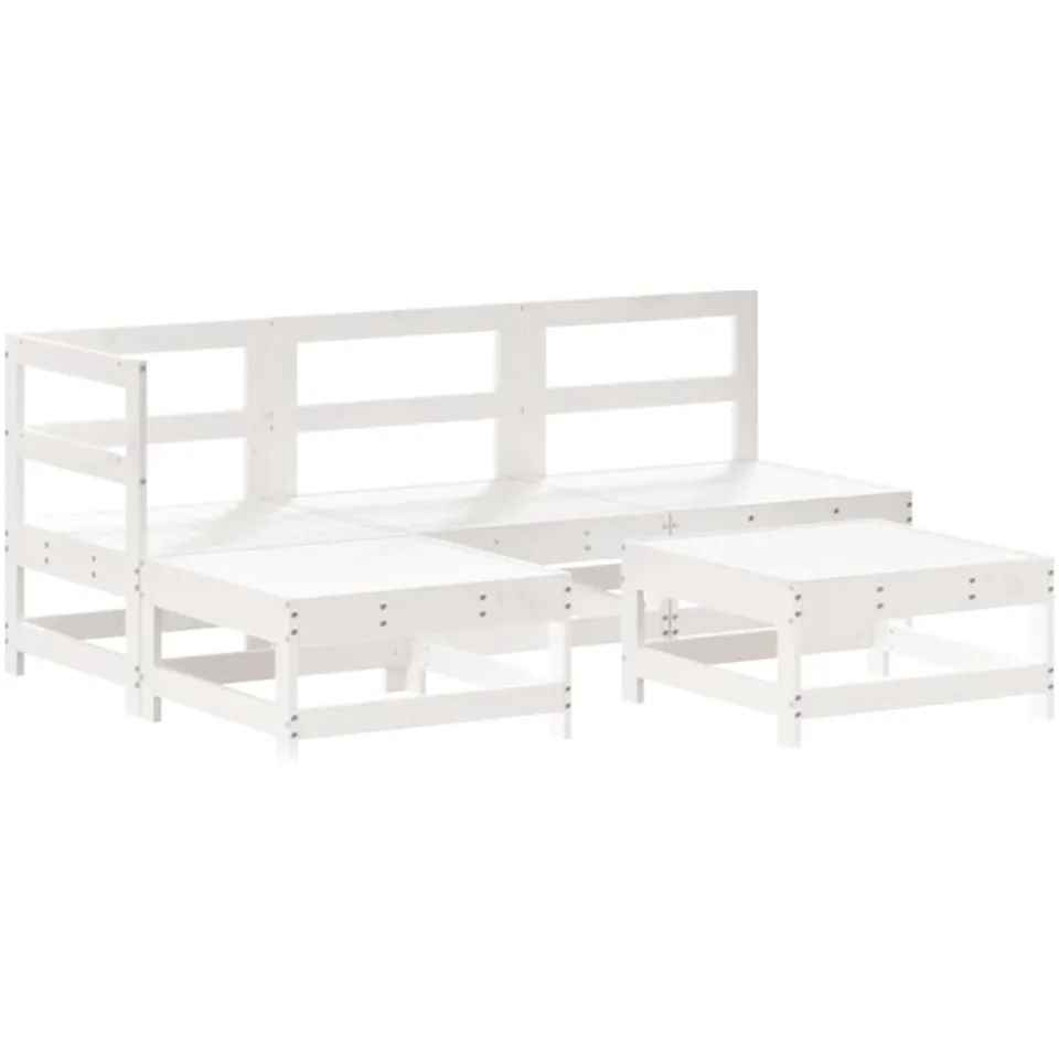 vidaXL 5-delige Loungeset massief grenenhout wit, foto 3