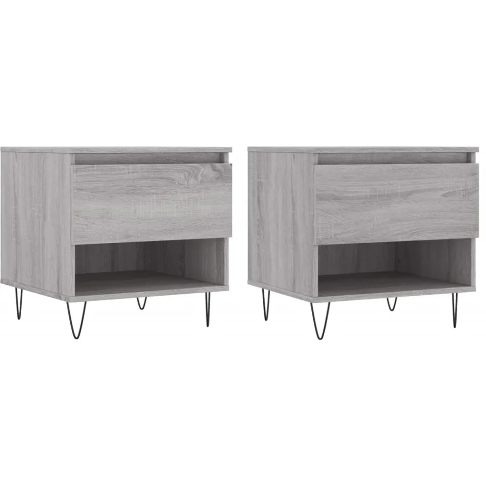 vidaXL Salontafels 2 st 50x46x50 cm bewerkt hout grijs sonoma eiken, foto 3