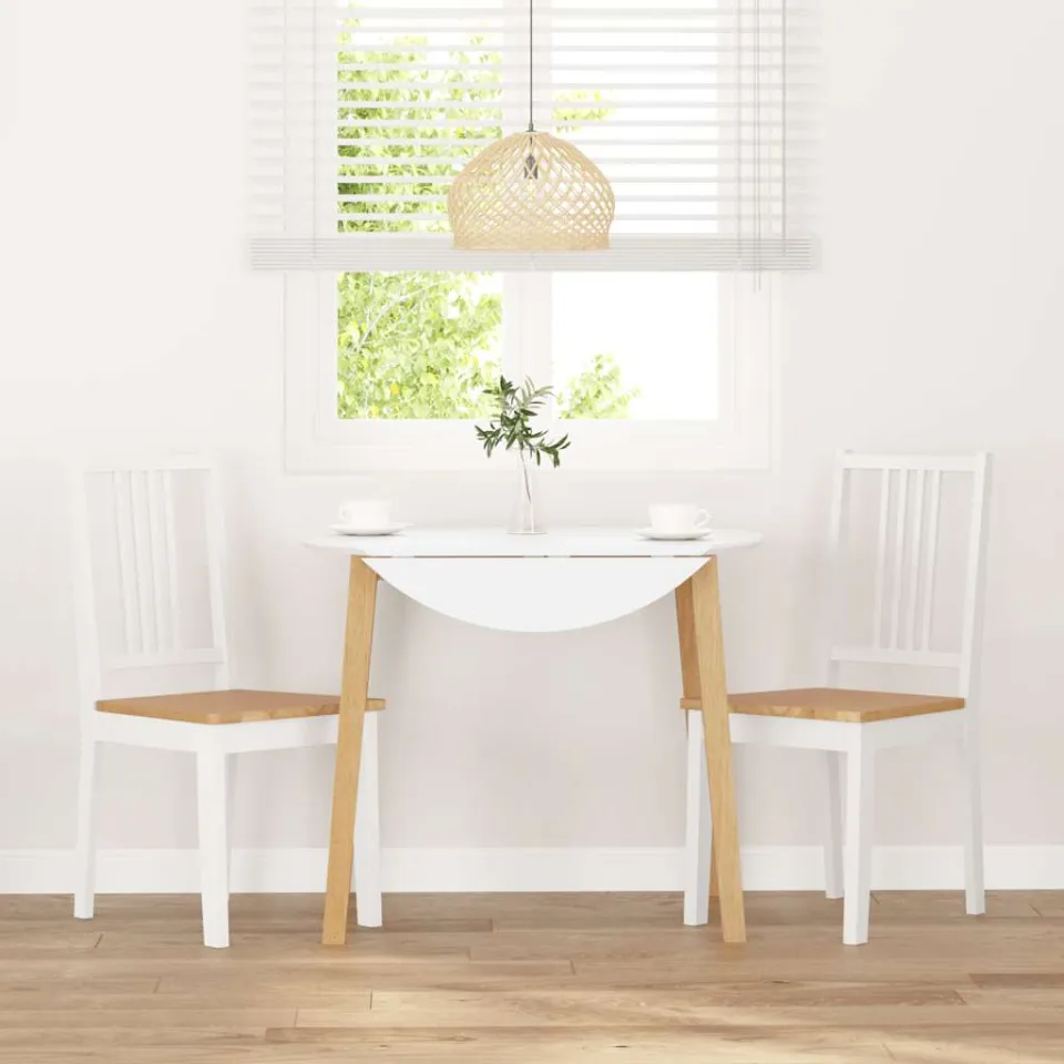 vidaXL Eetkamerstoelen 2 st massief hout rubber wit, foto 3