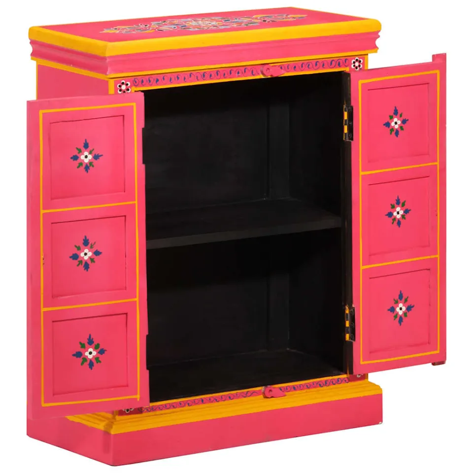 vidaXL Wandkast handgeschilderd massief mangohout roze, foto 3