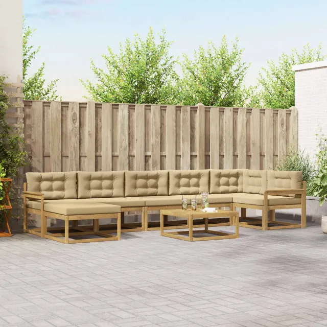 vidaXL Buiten bankenset 8 st 7-zits Wit en Beige