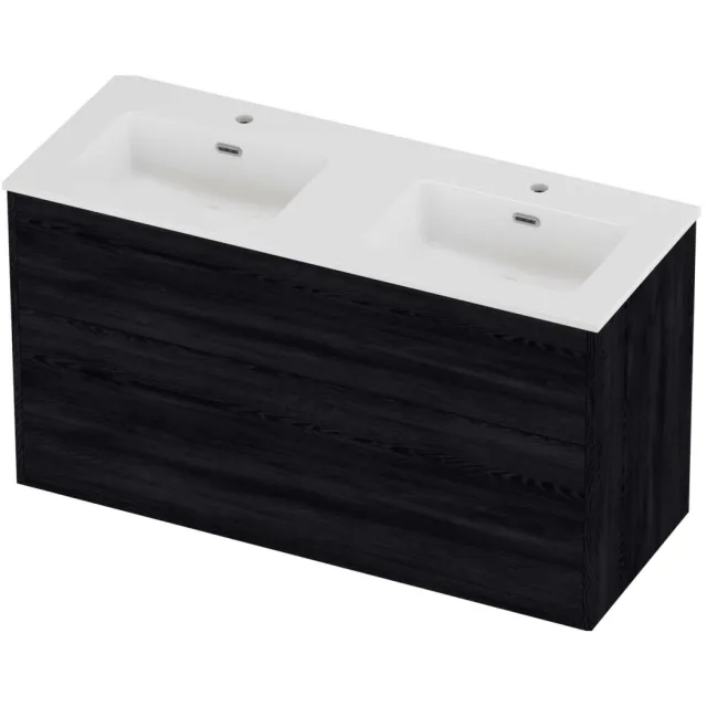 Proline Tribute Badmeubelset Porselein Elegant In Kader 120x46x67 cm Glans Wit Black Oak