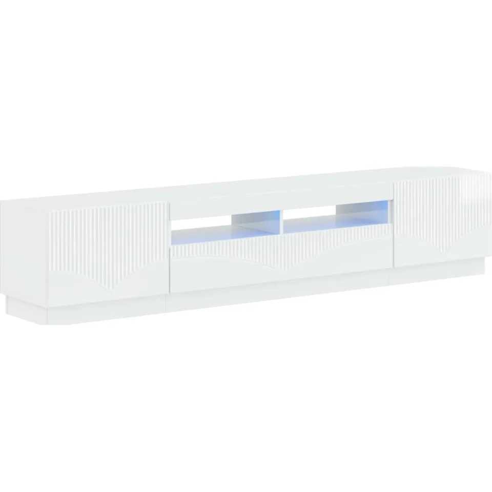 vidaXL LED tv-meubel HOORN 3 st Hoogglans Wit Bewerkt hout