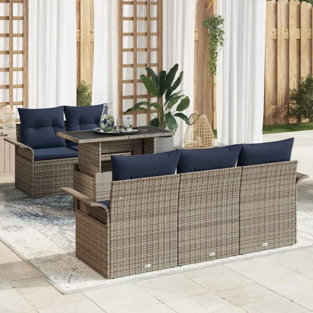 vidaXL Tuin Sofa Set 6 st Grijs poly rattan, foto 2