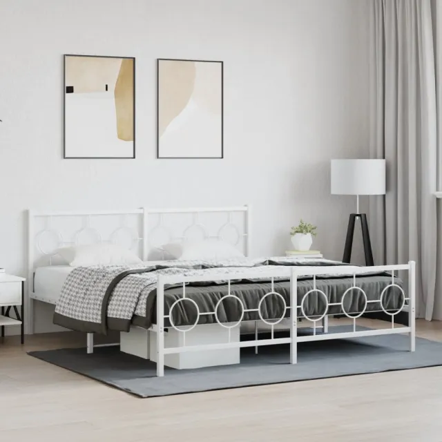 vidaXL Bedframe met hoofd- en voeteneinde metaal wit 180x200 cm