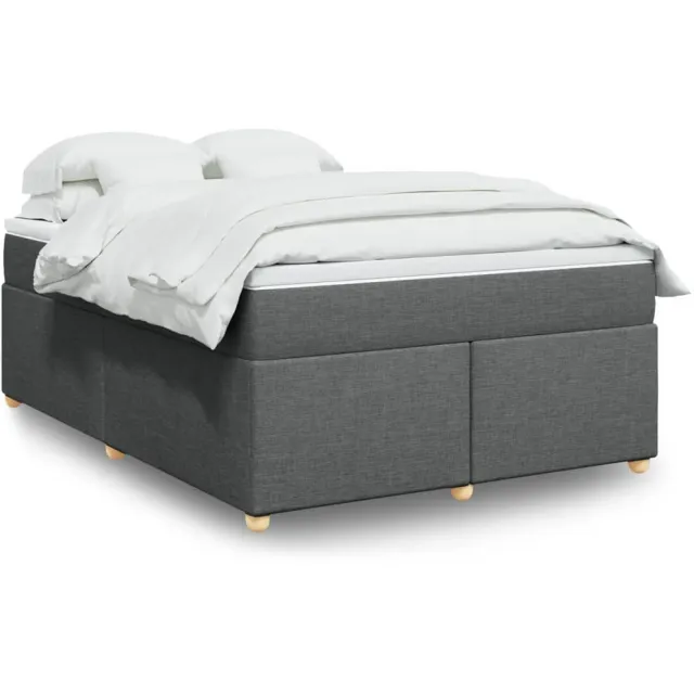 vidaXL Boxspring met matras stof donkergrijs 140x200 cm grijs