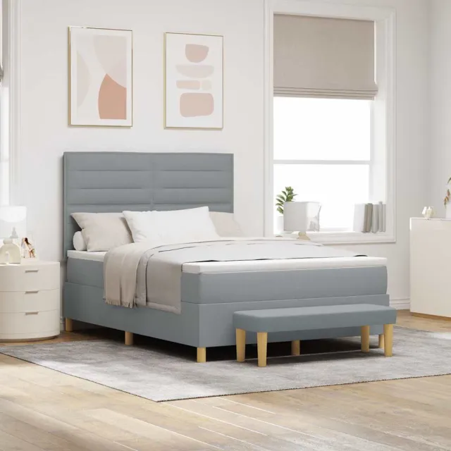 vidaXL Boxspring bed met hoofdeinde Lichtgrijs 190 x 140 cm Stof
