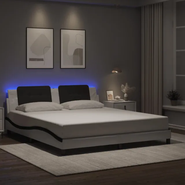 vidaXL Bedframe met LED zonder matras "Zadar" wit en zwart 180x200 cm