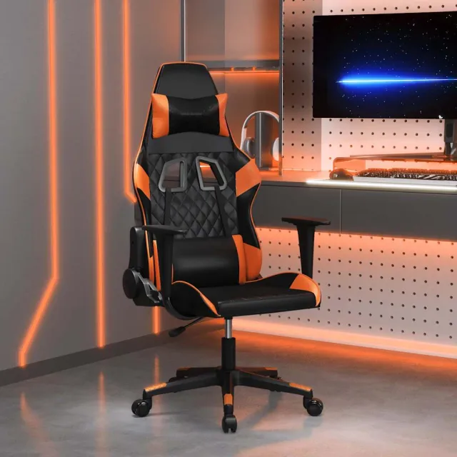 vidaXL Massage gamestoel kunstleer zwart en groen