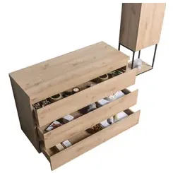 AquaVive - Praxis Eigen Merk Aquazuro Wastafelonderkast Napoli 120cm - Scandinavisch Eik Gemelamineerd - Met 3 Lades, foto 4