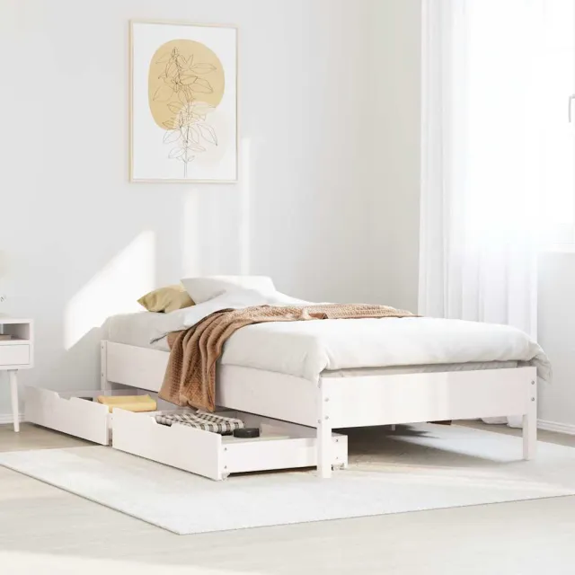 vidaXL Bedframe zonder matras massief grenenhout wit 140x200 cm