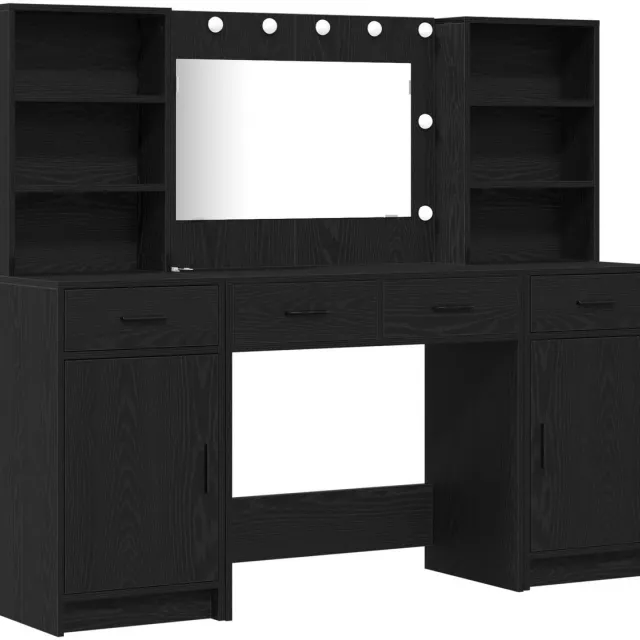 GranMaison Kaptafel met spiegel en verlichting - Make up tafel - Make up - Toilettafel - Met lades - Zwart
