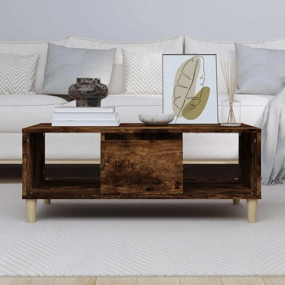 vidaXL Salontafel 90x50x36,5 cm bewerkt hout gerookt eikenkleurig, foto 3
