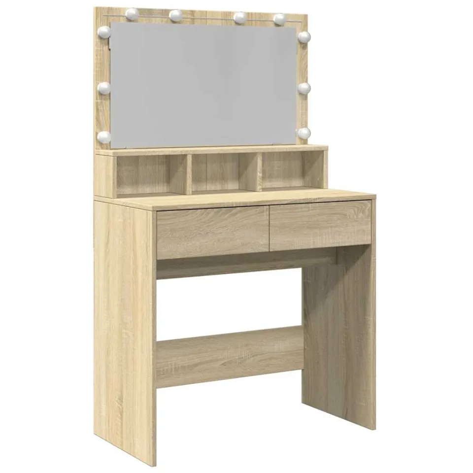 vidaXL Kaptafel met LED 80x41x134,5 cm sonoma eikenkleurig Bruin