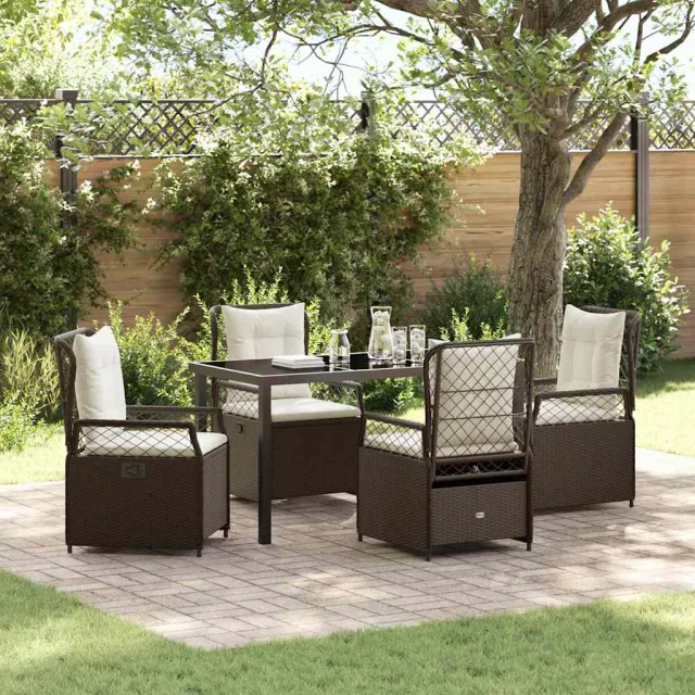 vidaXL Tuin eettafelset 5 st Bruin poly rattan