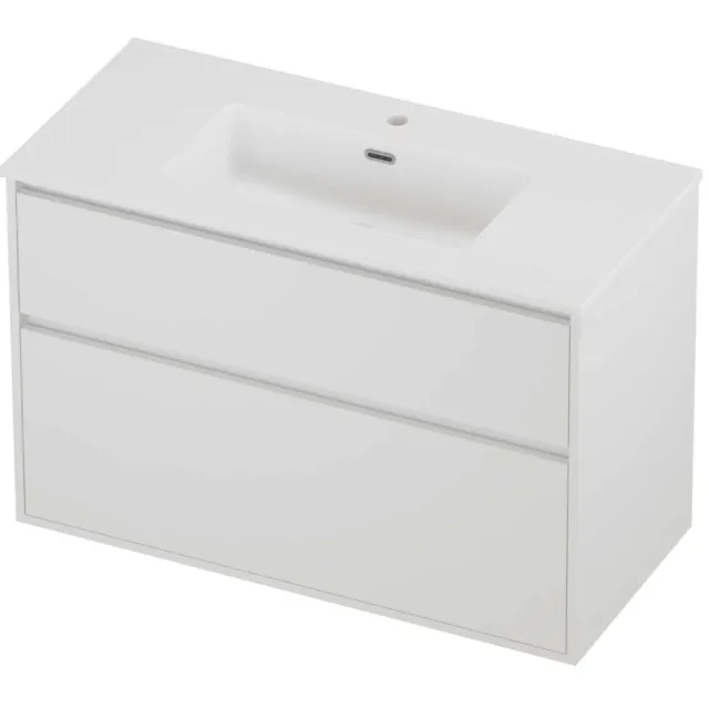Proline Tribute Badmeubelset Porselein Elegant 1 Kraangat Greeploos 100x46x67 cm Mat Wit Mat White