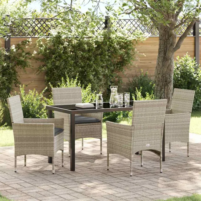 vidaXL Tuin eettafelset 5 st Lichtgrijs poly rattan, foto 2