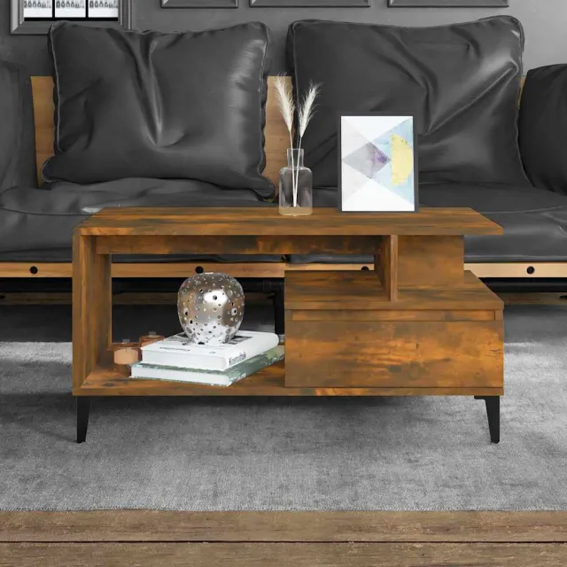 vidaXL Salontafel 90x49x45 cm bewerkt hout gerookt eikenkleurig Bruin