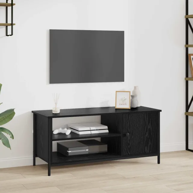 vidaXL TV-kast 100 x 40 x 45 cm Zwart Eiken Bewerkt hout