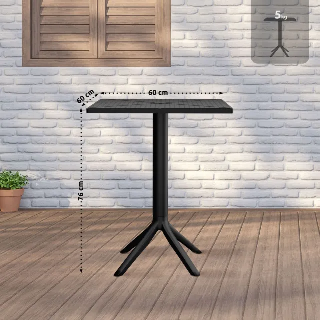 CLP Nuvela Tuintafel - Weerbestendig UV-Bestendig - Voor Balkon - Tuin - Terras - Binnengebruik - Compact - zwart