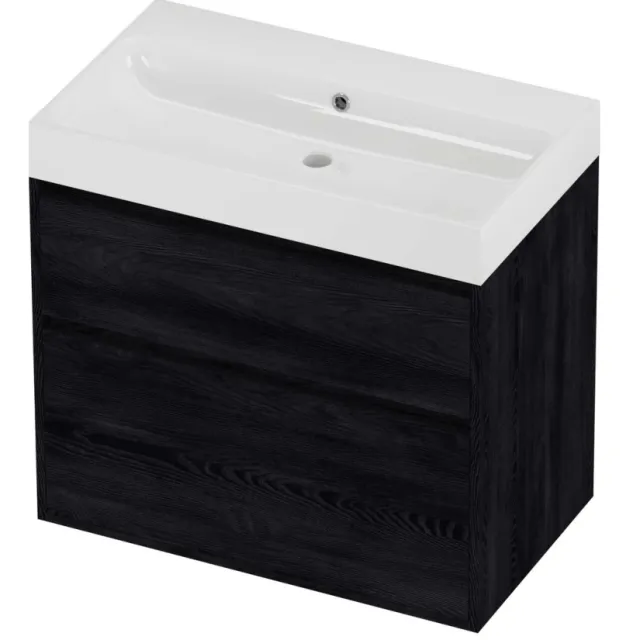 Proline Podium Badmeubelset Polystone Loft 80x46x75 cm Glans Wit Black Oak