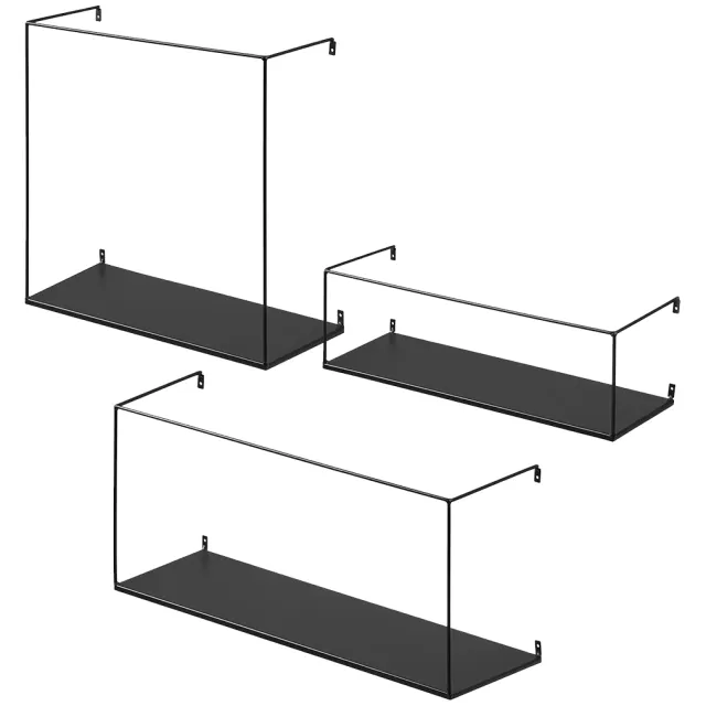 Artichok Marijn metalen wandplanken zwart - set van 3
