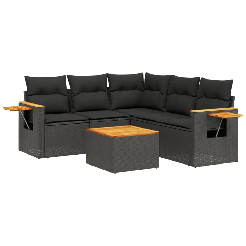 vidaXL Patio Sofa Set 5-zits Black, foto 3